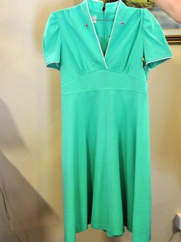 Summer Dress | Period: 1970s | Make: Handmade | Material: Green crepe polyester