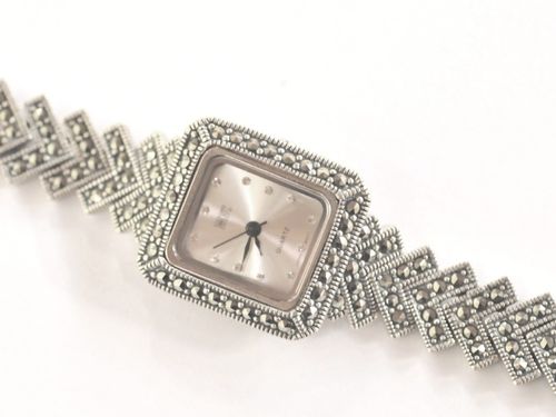 Sterling Silver Wristwatch | Period: New | Material: Sterling silver and marcasite