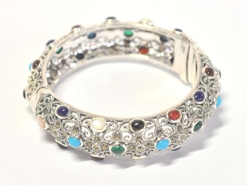 Bangle | Period: Modern | Material: Sterling Silver with multi stones