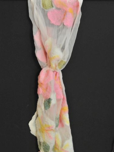 Nuno Scarf | Period: New | Make: Hand Crafted | Material: White and pink Silk & Wool