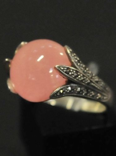 Sterling Silver Ring | Period: New | Material: Pink jade in sterling silver