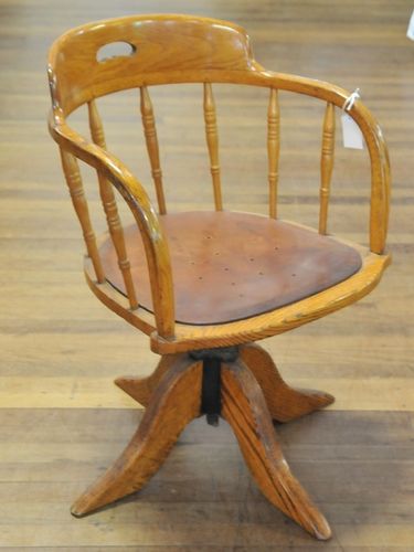 Swivel Captain Chair | Period: Edwardian c1910 | Material: Oak