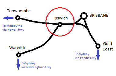 Ipswich, Brisbane, Gold Coast, Toowoomba and Warwick Mini-Map